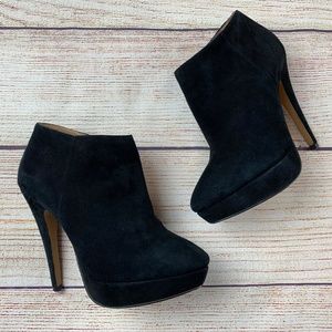 ALDO Black Suede Booties Ankle Boots Platform 8